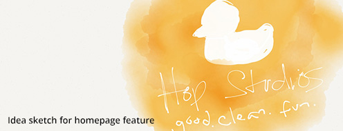 Idea sketch for the homepage feature