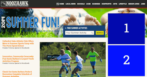 Animated GIF showing Noozhawk page with scrolling ads