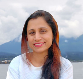Portrait of Abhilekha Nirwan with mountains in the background