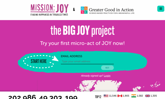 Screenshot of The BIG JOY Project home page