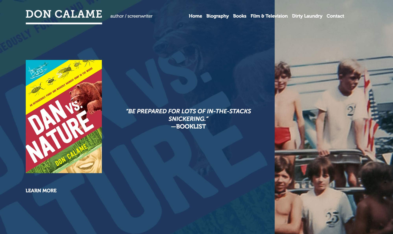 Screenshot of Don Calame's website home page