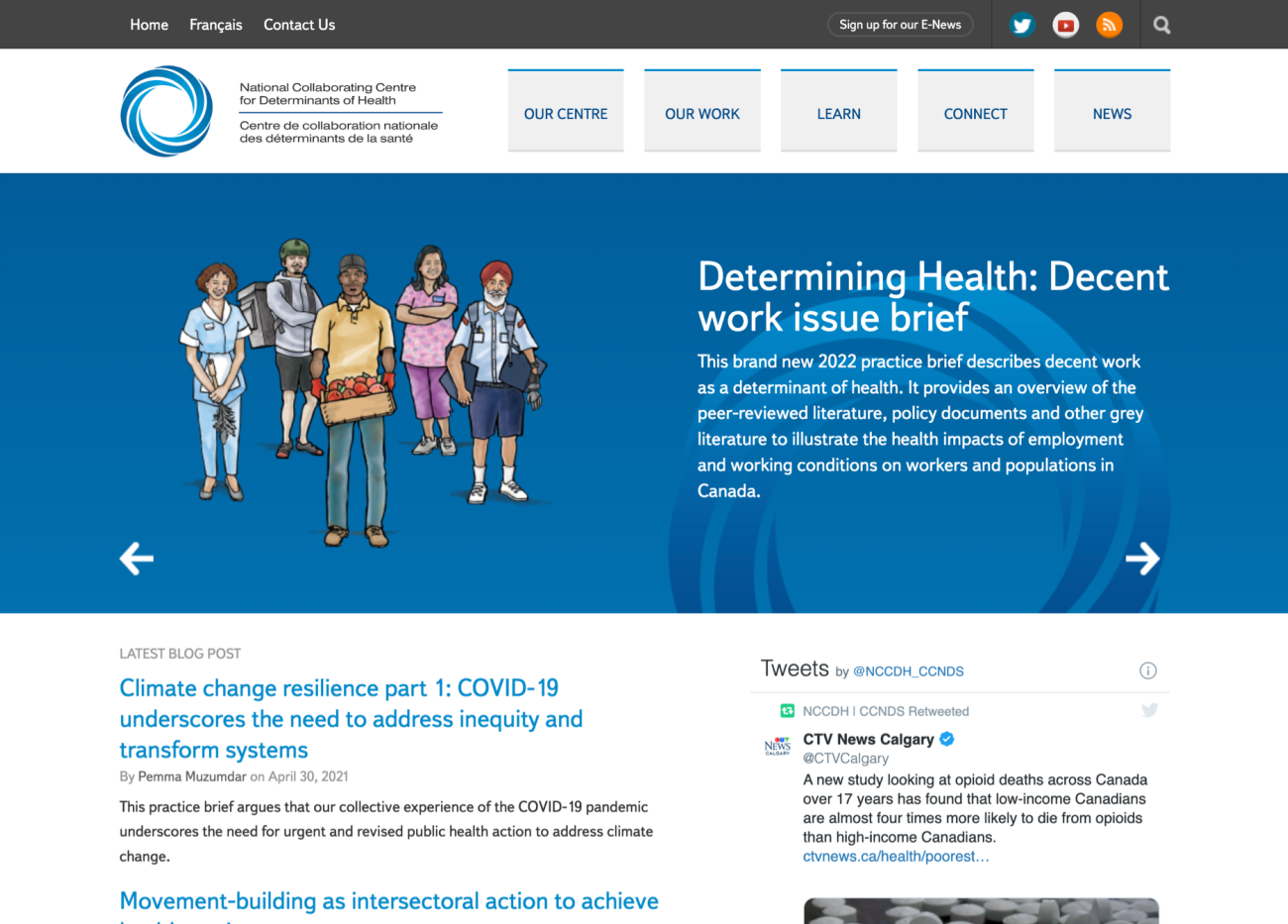 Screenshot of the NCCDH home page
