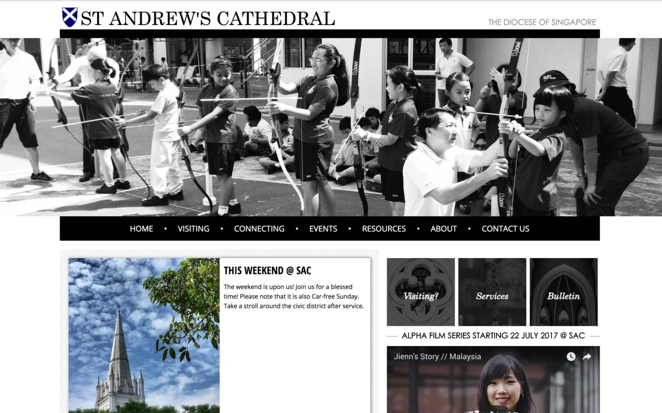 Screenshot of St. Andrew's Cathedral website home page