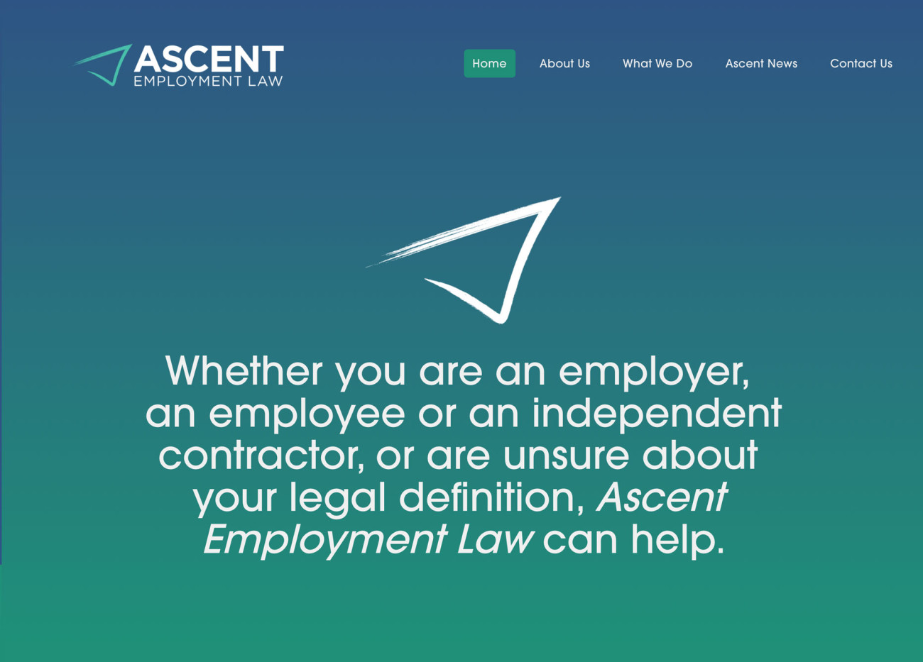 Screenshot of Ascent Employment Law home page