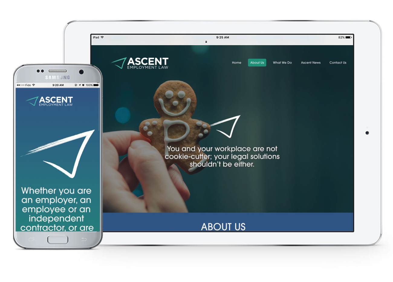 Screenshot of Ascent Employment Law on mobile and tablet