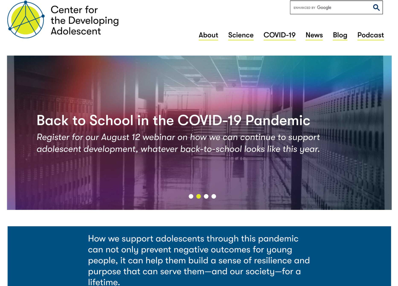 Screenshot of the CDA website home page