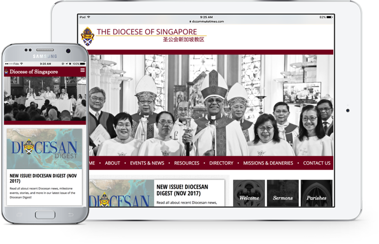 Screenshot of The Diocese of Singapore website on tablet and mobile