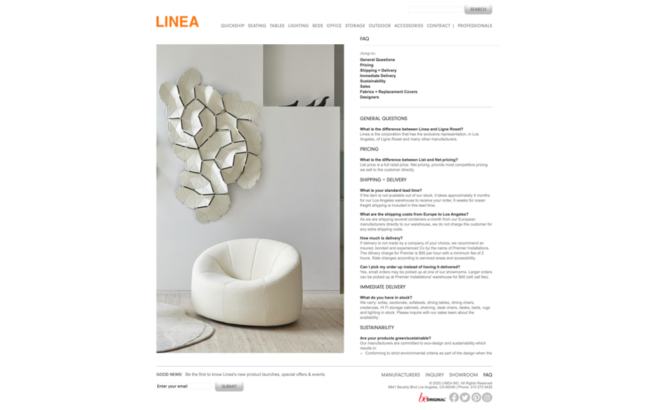 Screenshot of Linea FAQ