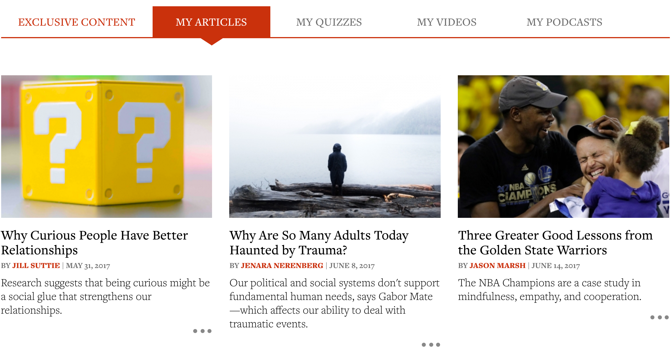 Screenshot of bookmarked content on the GG Magazine web site