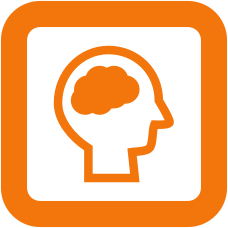 Head silhouette with a brain in it